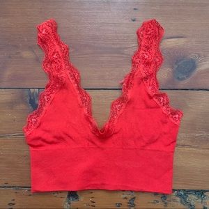 Urban outfitters red lace crop top